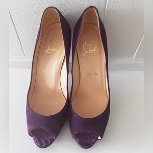 Christian Louboutin Purple sued Peep toe baby platform Pumps. Size 37